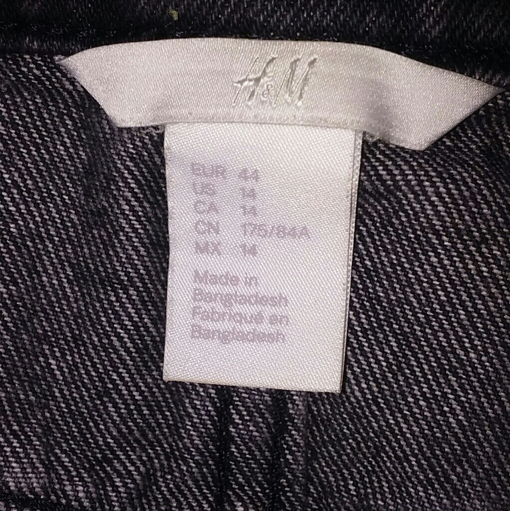 H&M Distressed Black Denim Skirt, sz 14 - Picture 4 of 5